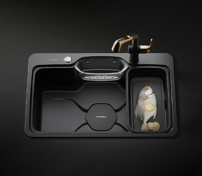 HIGOLD BL4.0 Series SUS 304 Pressing Sink Single Bowl With Steps Stone Texture Surface
