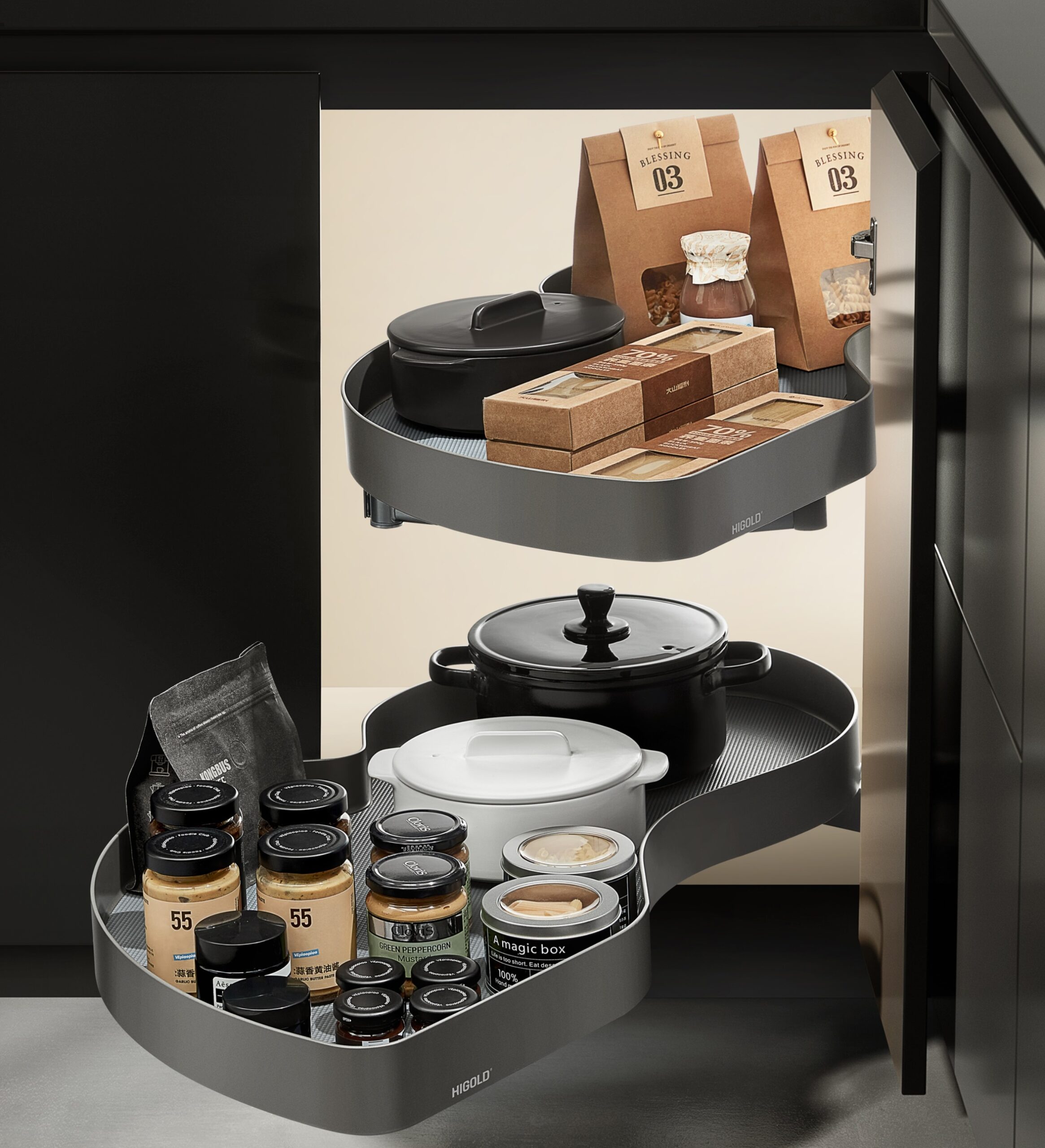 HIGOLD Kitchen Corner Cabinet Pull Out Unit