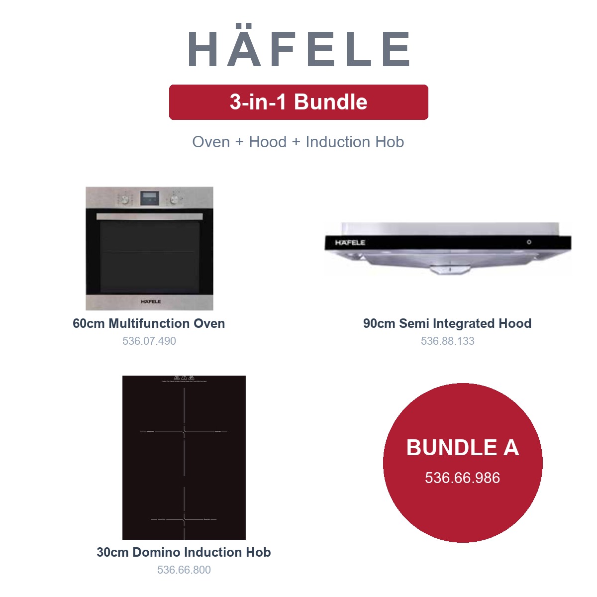 Häfele 3-in-1 Bundle: Oven + Hood + Hob