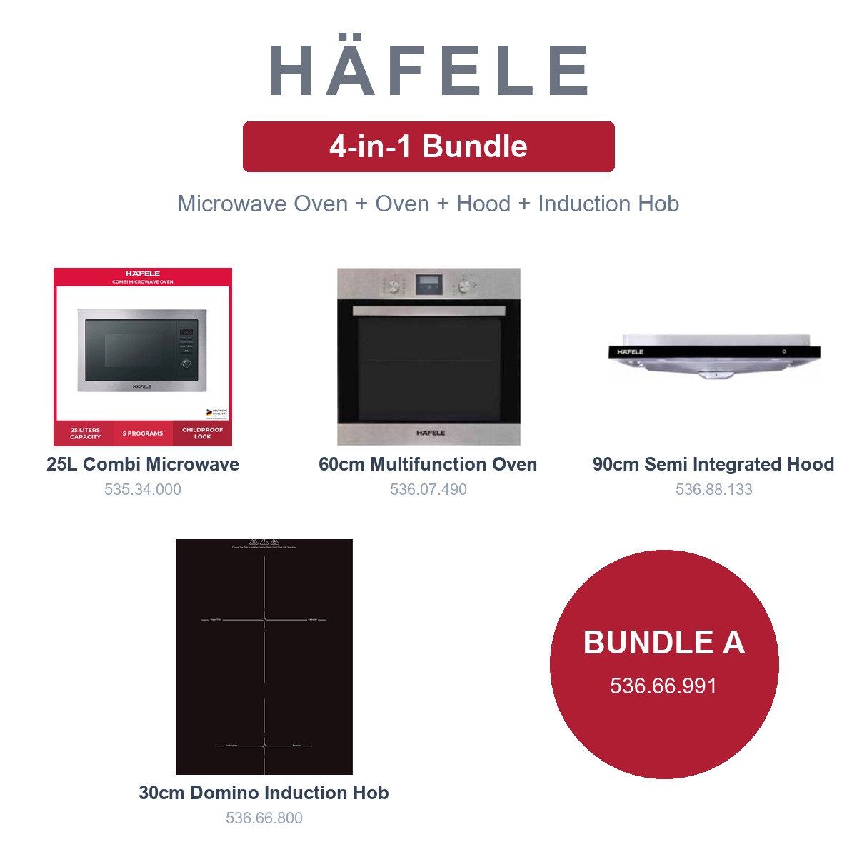 Häfele 4-in-1 Bundle: Microwave Oven + Oven + Hood + Hob
